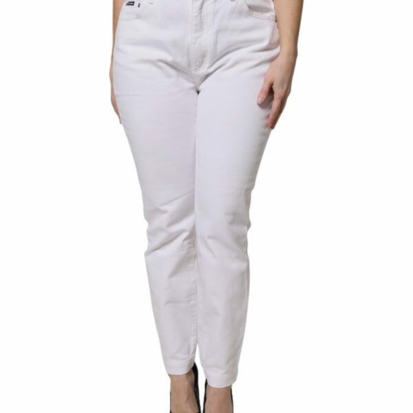 Dolce & Gabbana White Cotton Mid Waist Skinny Denim Jeans