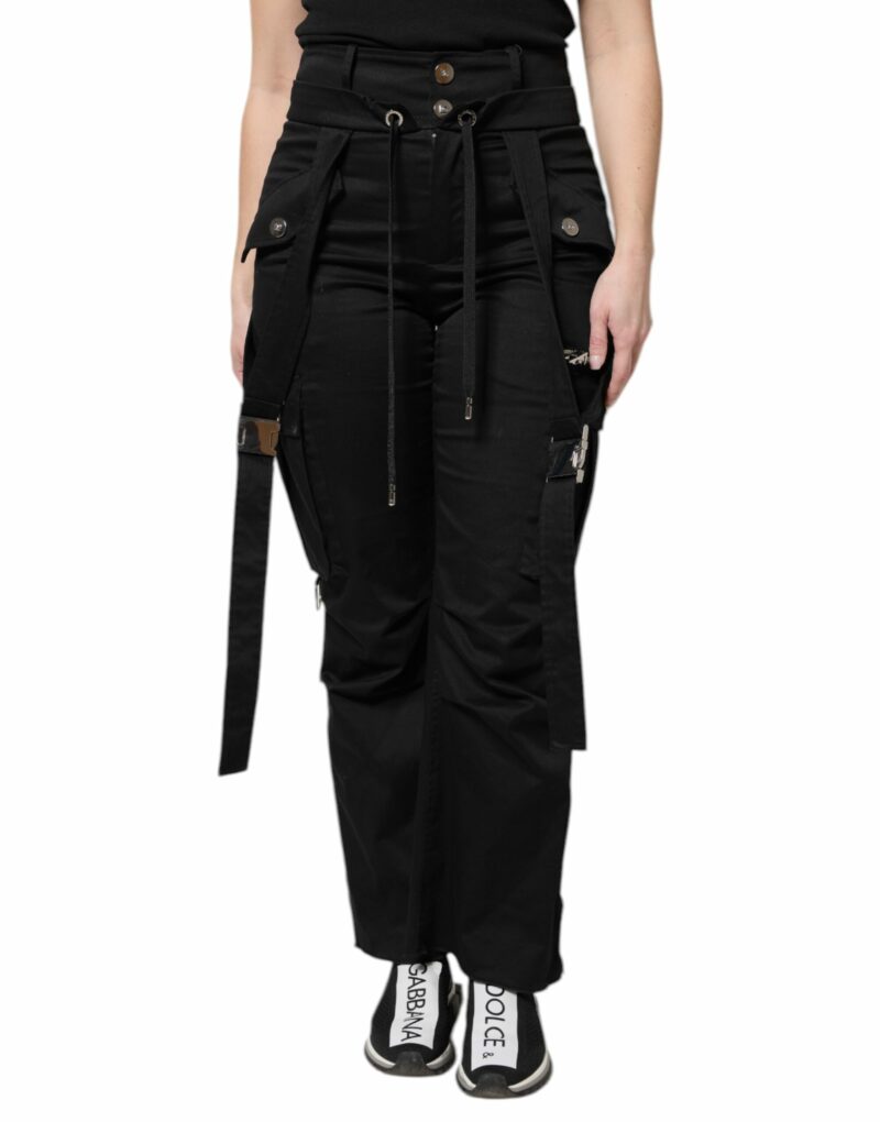 Dolce & Gabbana Black Cotton High Waist Cargo Pants - Image 2