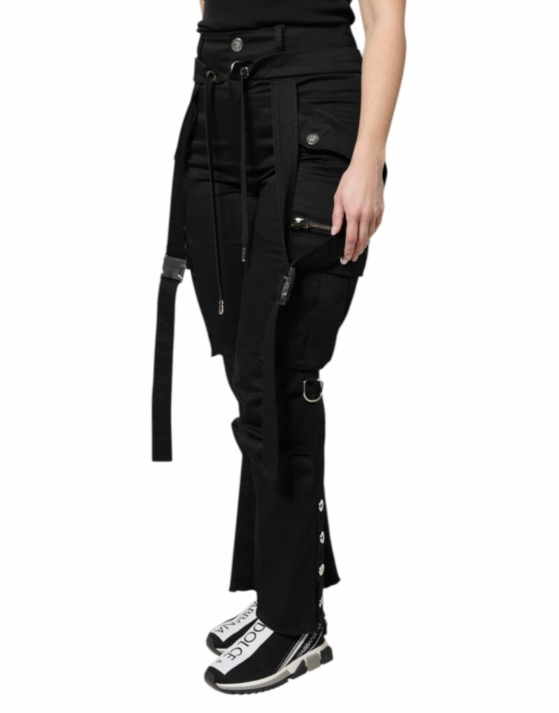 Dolce & Gabbana Black Cotton High Waist Cargo Pants - Image 3