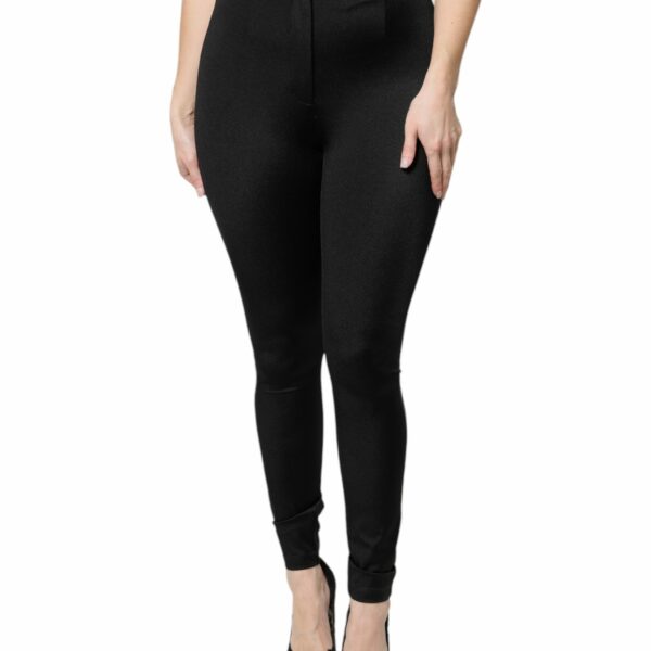 Dolce & Gabbana Black Nylon High Waist Slim Fit Pants