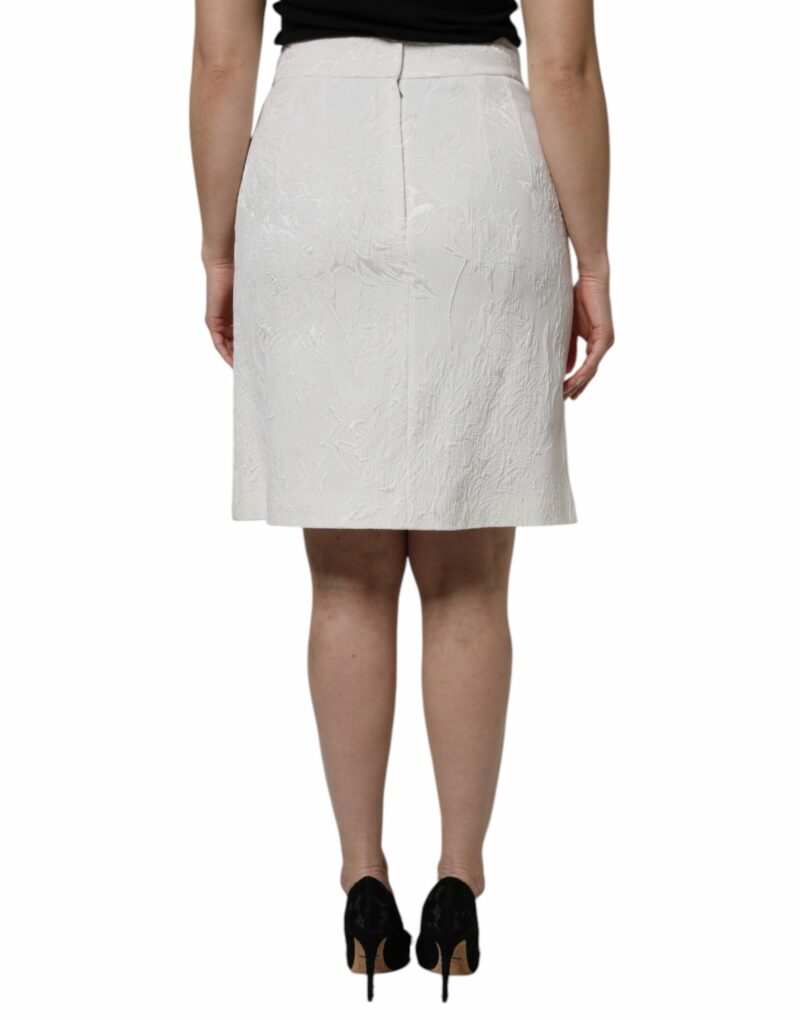 Dolce & Gabbana White High Waist Knee Length Pencil Skirt - Image 4