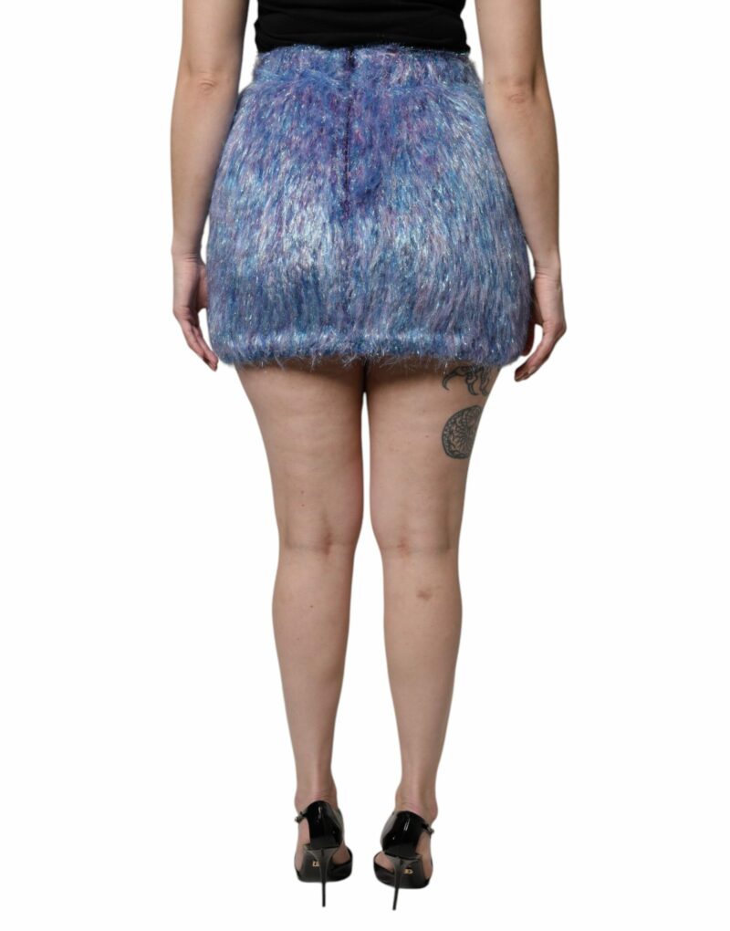 Dolce & Gabbana Multicolor Plush High Waist Mini Skirt - Image 4