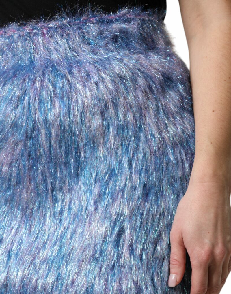 Dolce & Gabbana Multicolor Plush High Waist Mini Skirt - Image 5