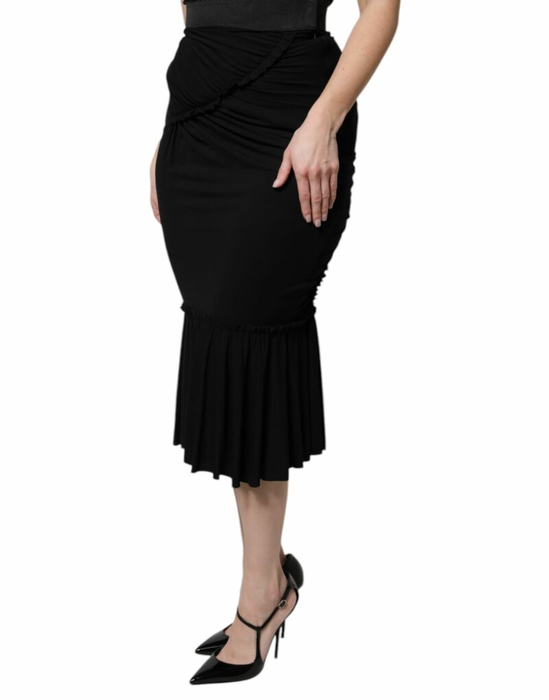 Dolce & Gabbana Black Mermaid Cut High Waist Midi Skirt - Image 3