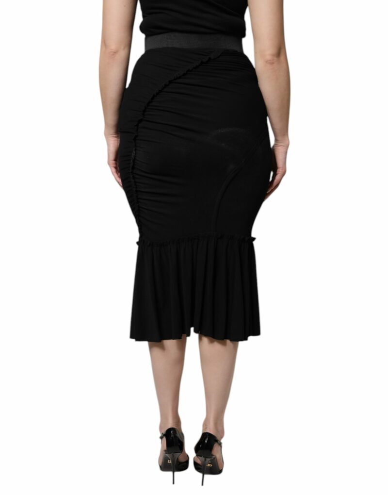 Dolce & Gabbana Black Mermaid Cut High Waist Midi Skirt - Image 4