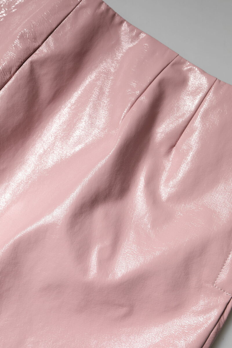 Dolce & Gabbana Glossy Pink Cotton High Waist Mini Skirt - Image 7