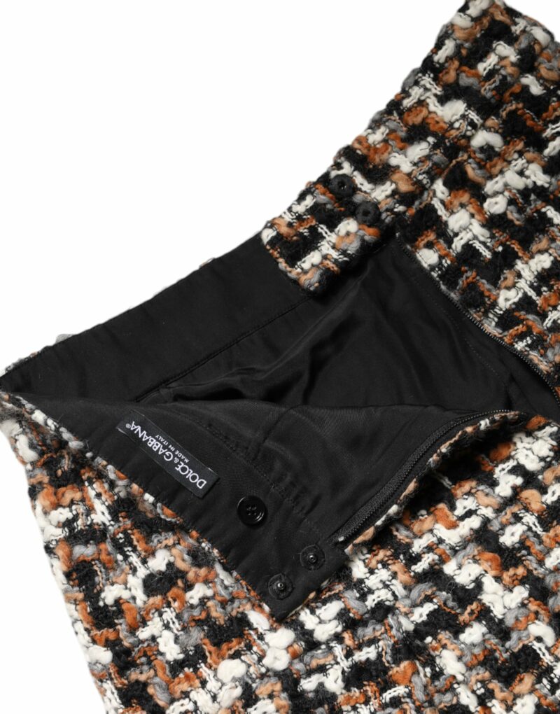 Dolce & Gabbana Multicolor High Waist Tartan Tweed Mini Skirt - Image 6