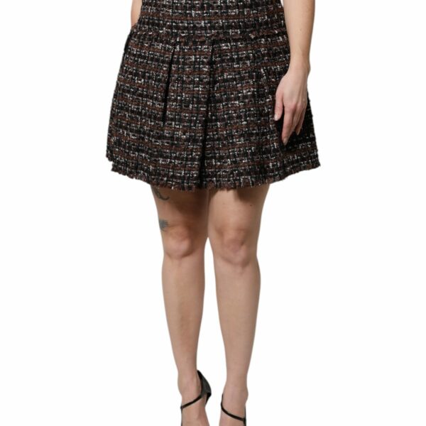 Dolce & Gabbana Multicolor High Waist Tartan Tweed Mini Skirt