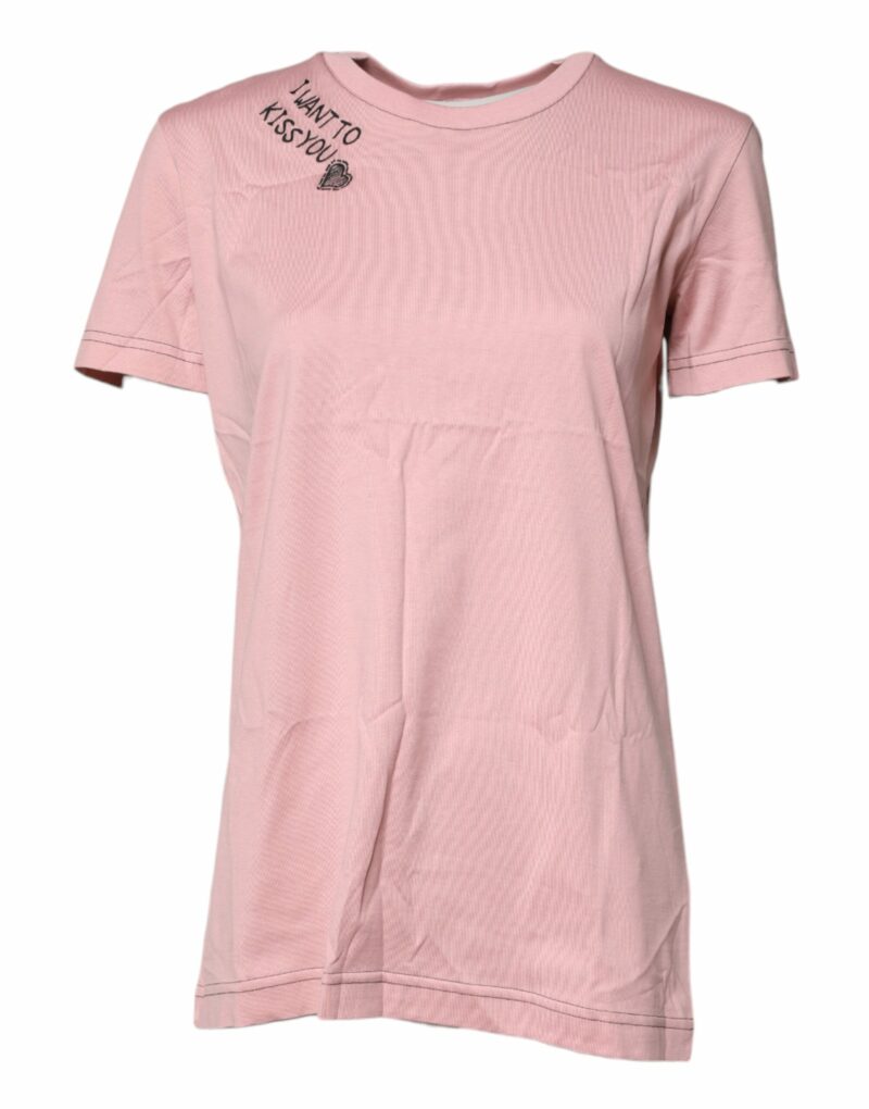 Dolce & Gabbana Pink Logo Print Cotton Crew Neck T-shirt - Image 2