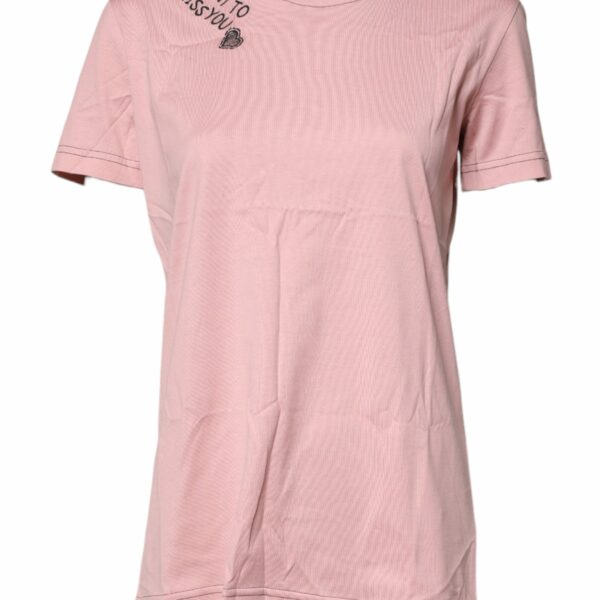 Dolce & Gabbana Pink Logo Print Cotton Crew Neck T-shirt