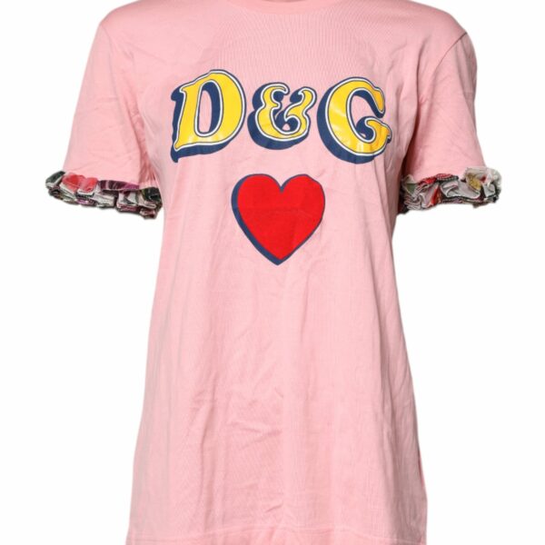 Dolce & Gabbana Pink Logo Print Cotton Crew Neck Tee T-shirt