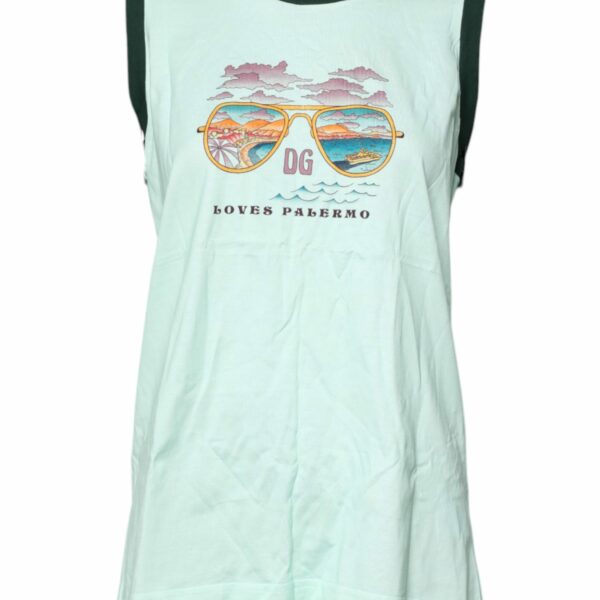 Dolce & Gabbana Light Green Graphic Print Sleeveless Tank T-shirt