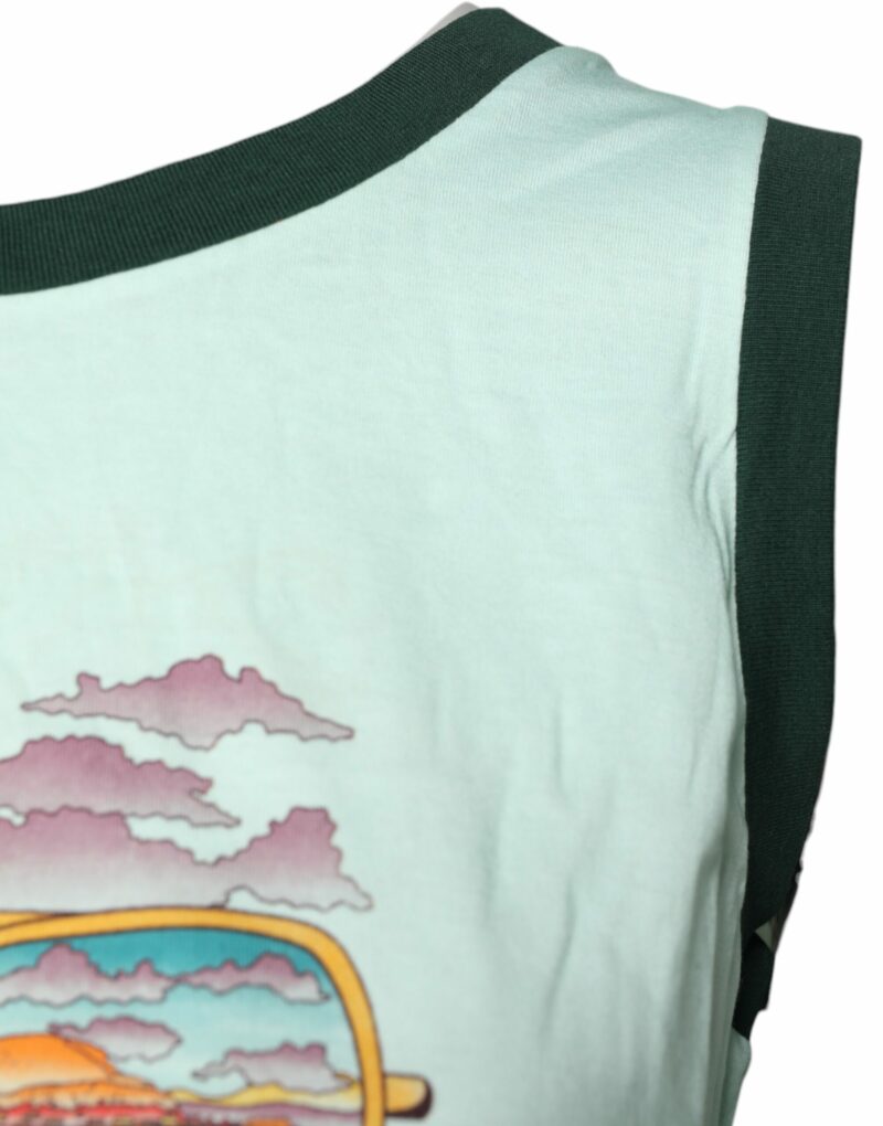 Dolce & Gabbana Light Green Graphic Print Sleeveless Tank T-shirt - Image 3