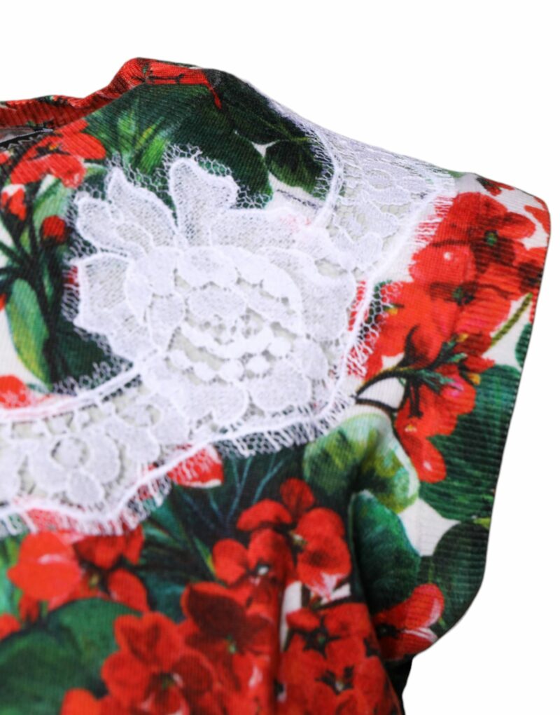 Dolce & Gabbana Multicolor Floral Lace Sleeveless Tank Top - Image 3