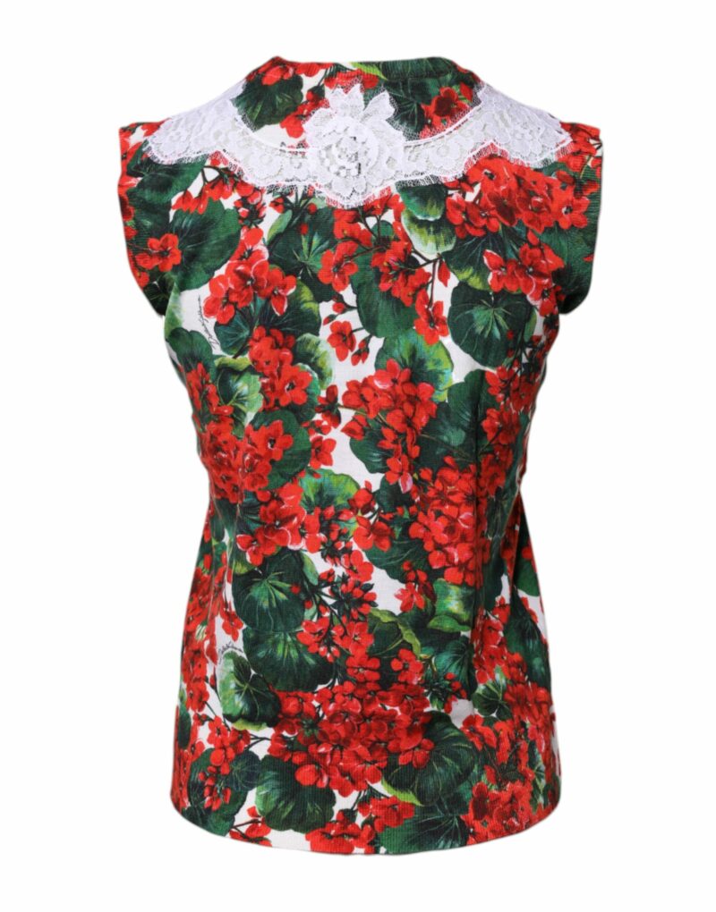 Dolce & Gabbana Multicolor Floral Lace Sleeveless Tank Top - Image 4