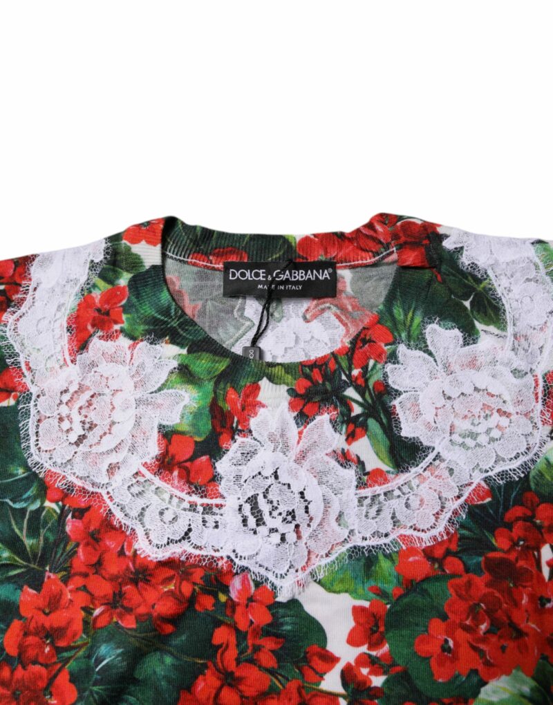 Dolce & Gabbana Multicolor Floral Lace Sleeveless Tank Top - Image 5