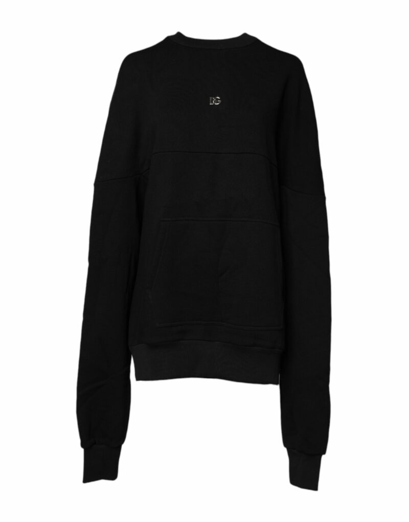 Dolce & Gabbana Black Cotton Crew Neck Sweatshirt Sweater - Image 2