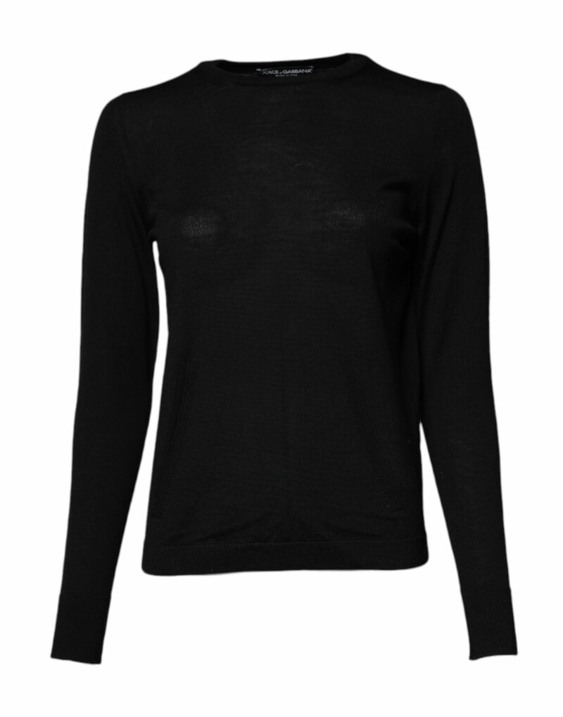 Dolce & Gabbana Black Wool Knit Crew Neck Pullover Sweater - Image 2