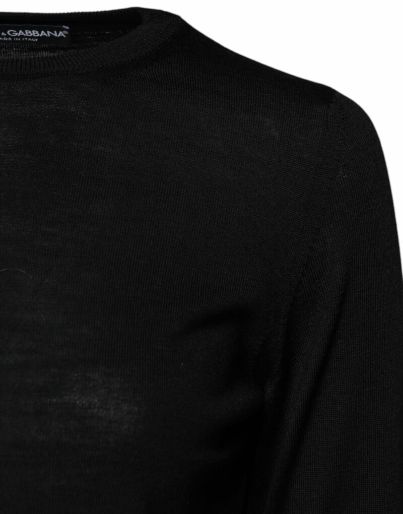 Dolce & Gabbana Black Wool Knit Crew Neck Pullover Sweater - Image 3
