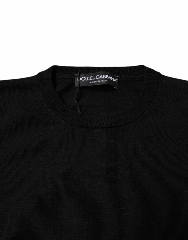 Dolce & Gabbana Black Wool Knit Crew Neck Pullover Sweater - Image 5