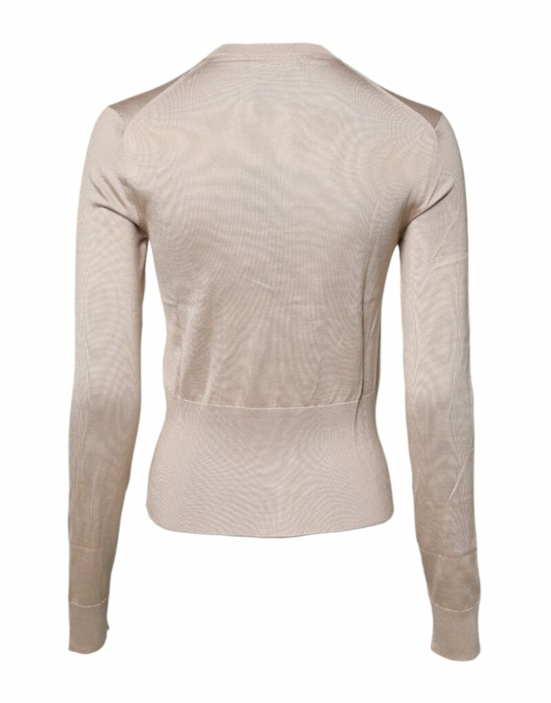 Dolce & Gabbana Beige Silk Button Down Cardigan Sweater - Image 4