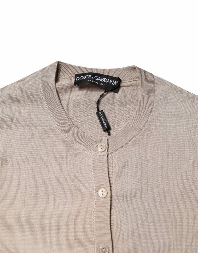 Dolce & Gabbana Beige Silk Button Down Cardigan Sweater - Image 5
