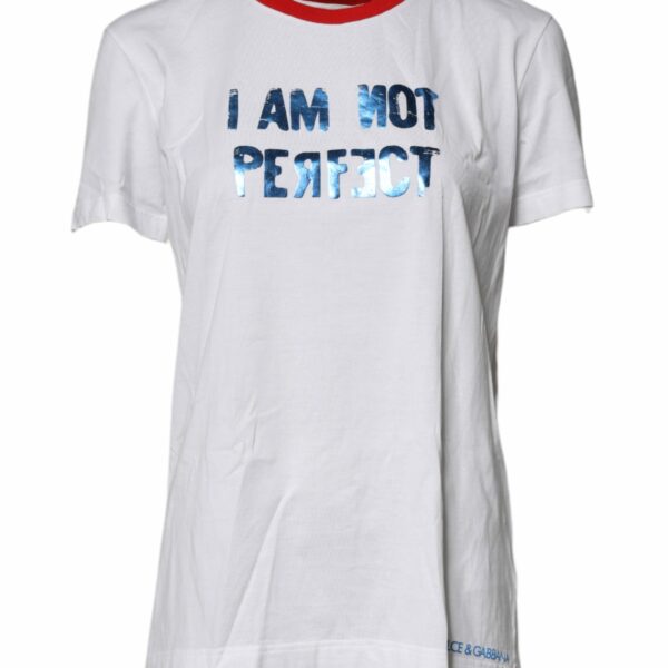 Dolce & Gabbana White Graphic Print Cotton Crew Neck T-shirt