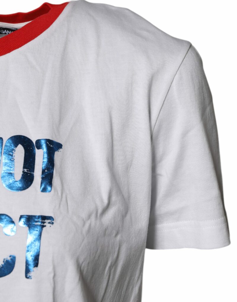 Dolce & Gabbana White Graphic Print Cotton Crew Neck T-shirt - Image 3