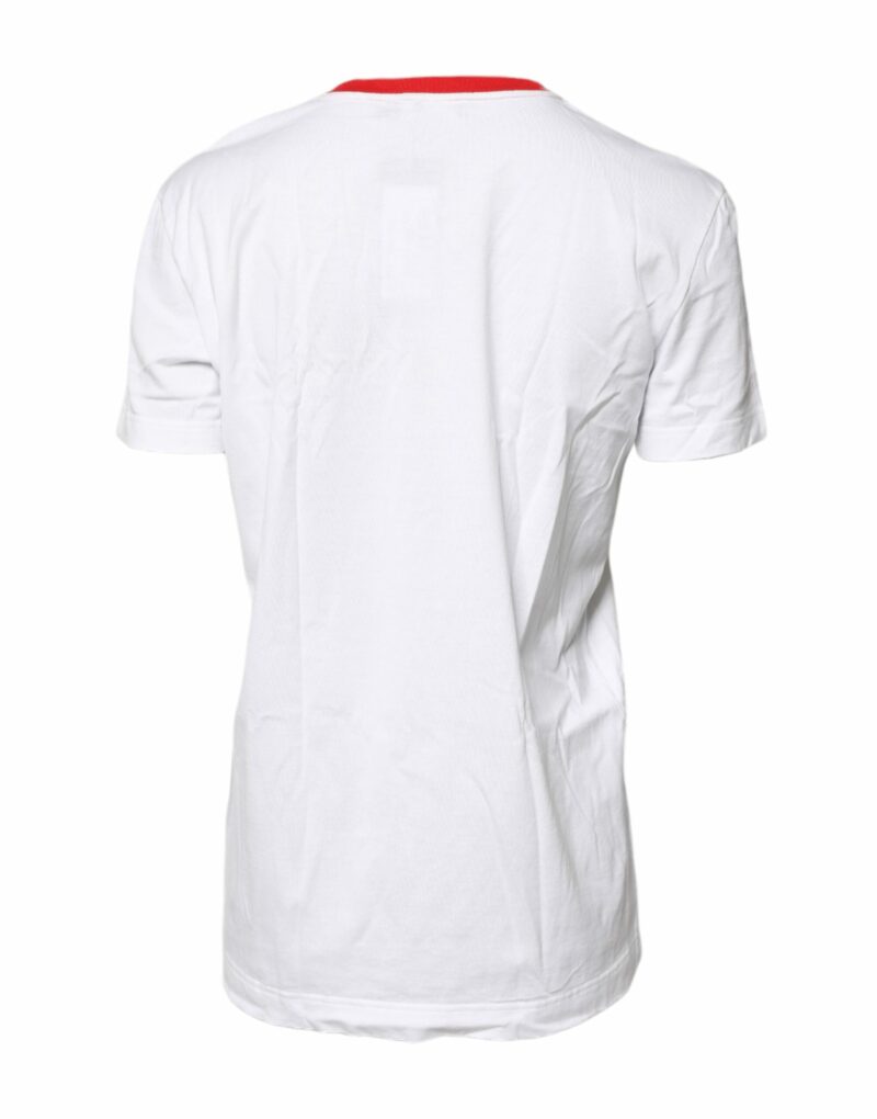 Dolce & Gabbana White Graphic Print Cotton Crew Neck T-shirt - Image 4