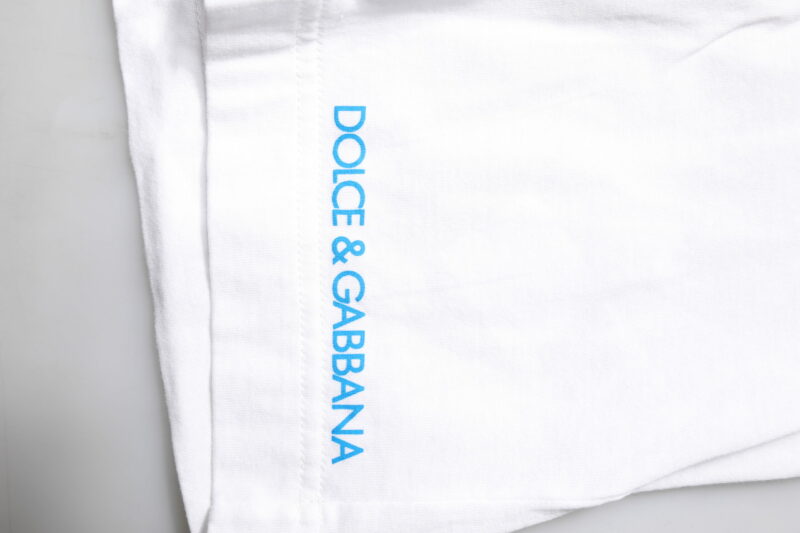 Dolce & Gabbana White Graphic Print Cotton Crew Neck T-shirt - Image 6