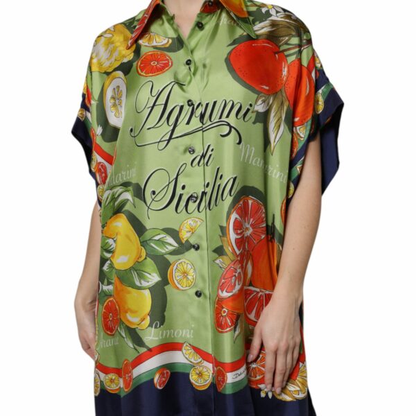 Dolce & Gabbana Multicolor Citrus Print Silk Twill Shirt Top