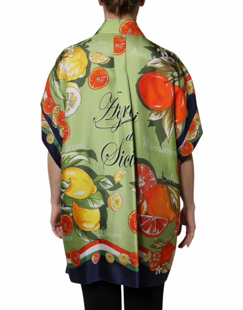 Dolce & Gabbana Multicolor Citrus Print Silk Twill Shirt Top - Image 4