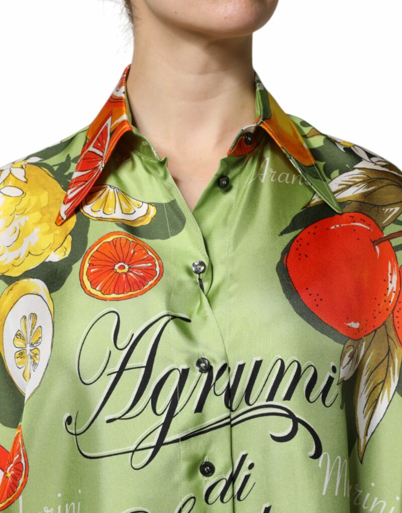 Dolce & Gabbana Multicolor Citrus Print Silk Twill Shirt Top - Image 5