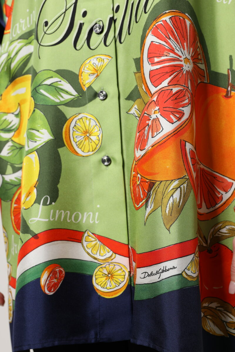 Dolce & Gabbana Multicolor Citrus Print Silk Twill Shirt Top - Image 6