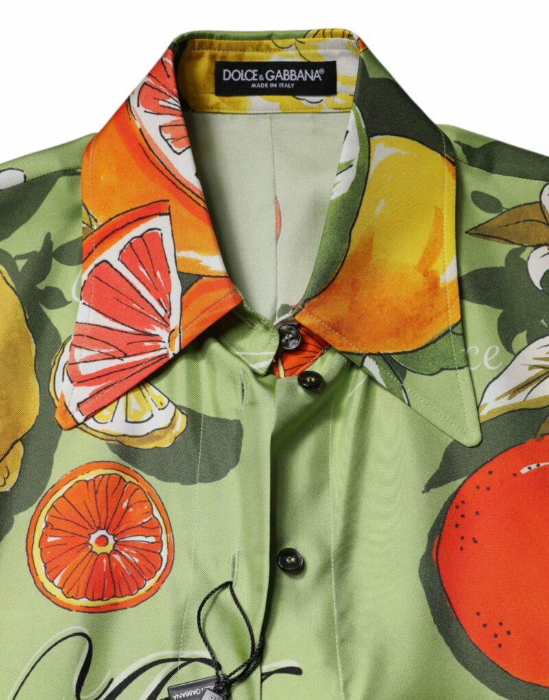 Dolce & Gabbana Multicolor Citrus Print Silk Twill Shirt Top - Image 7