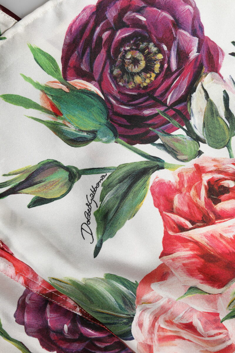 Dolce & Gabbana White Floral Silk Lounge Sleepwear Blouse Top - Image 8