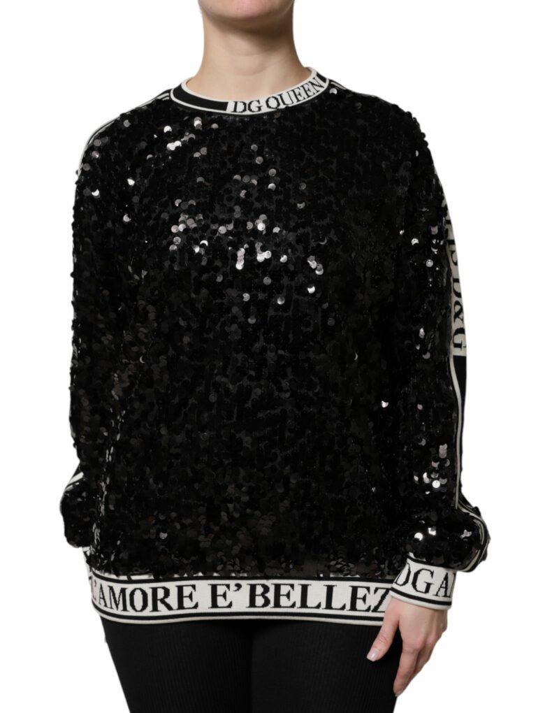 Dolce & Gabbana Black DG Queen Sequin Pullover Sweater - Image 2
