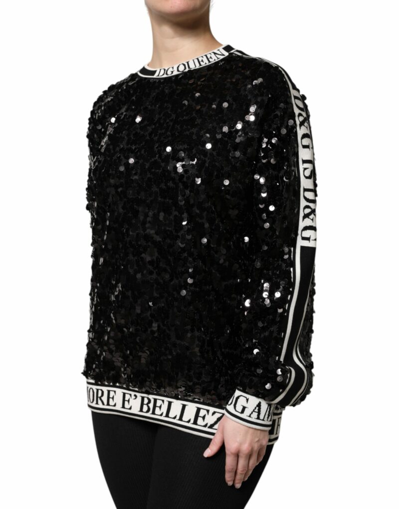 Dolce & Gabbana Black DG Queen Sequin Pullover Sweater - Image 3