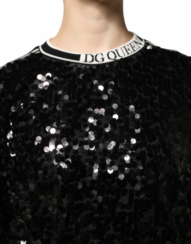 Dolce & Gabbana Black DG Queen Sequin Pullover Sweater - Image 5