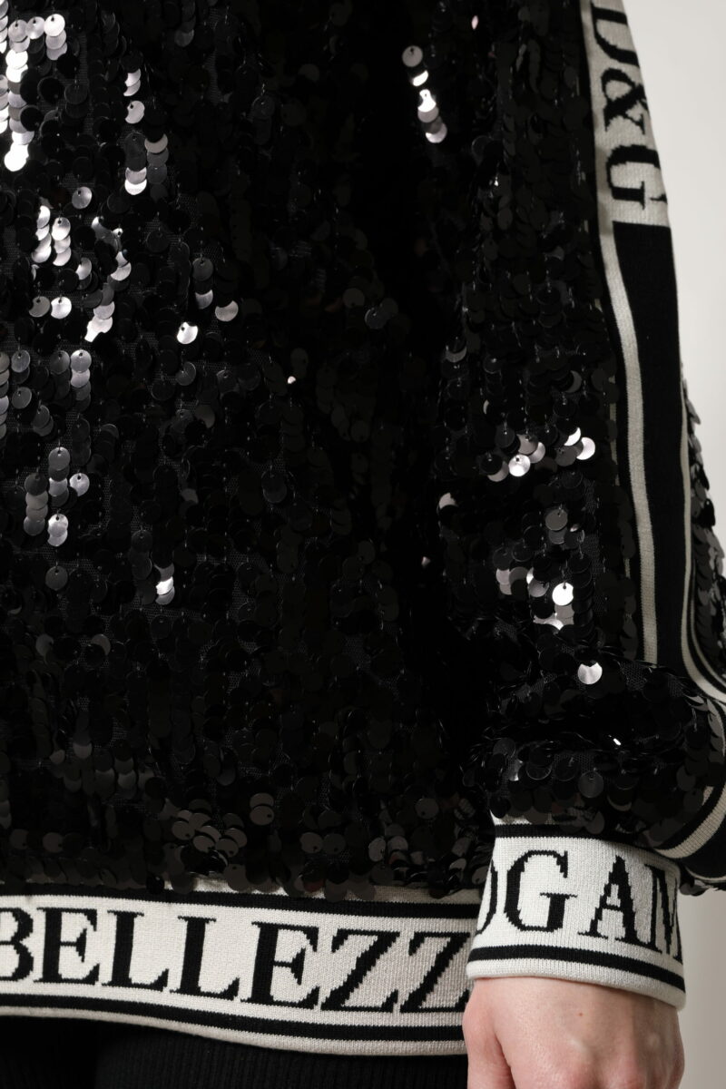 Dolce & Gabbana Black DG Queen Sequin Pullover Sweater - Image 6