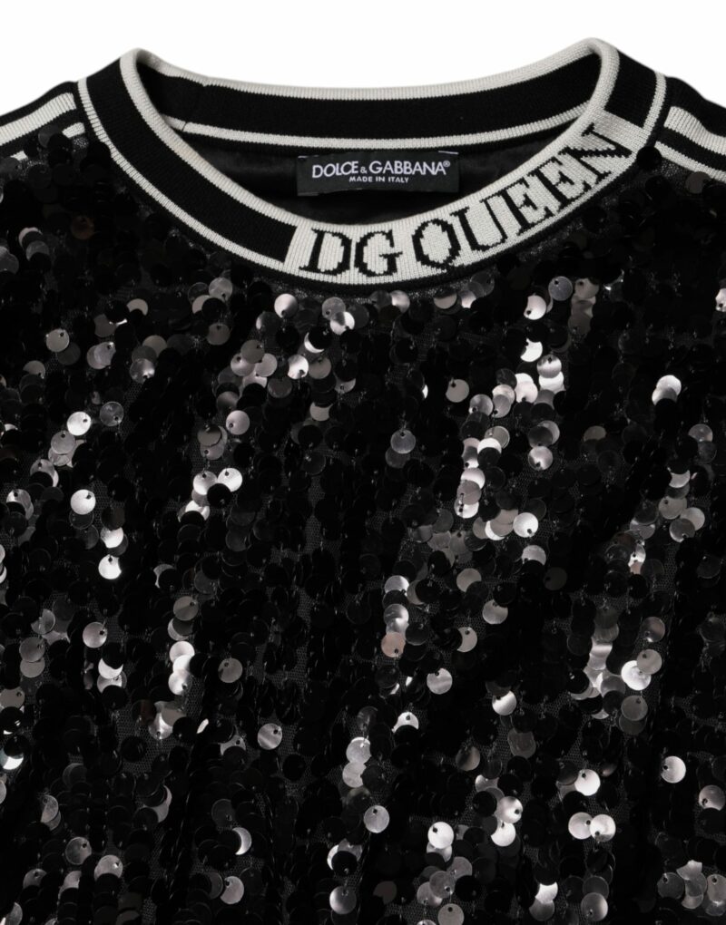 Dolce & Gabbana Black DG Queen Sequin Pullover Sweater - Image 7