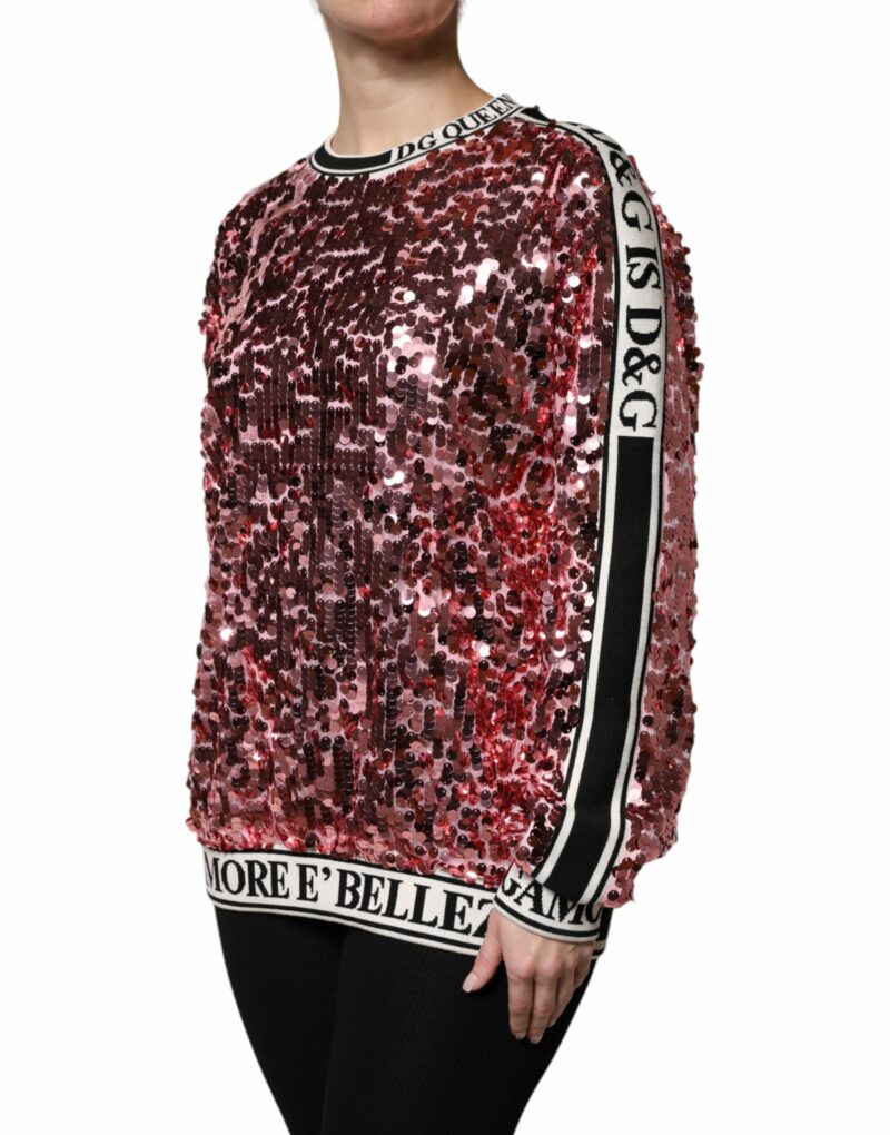 Dolce & Gabbana Pink DG Queen Sequin Pullover Sweater - Image 3