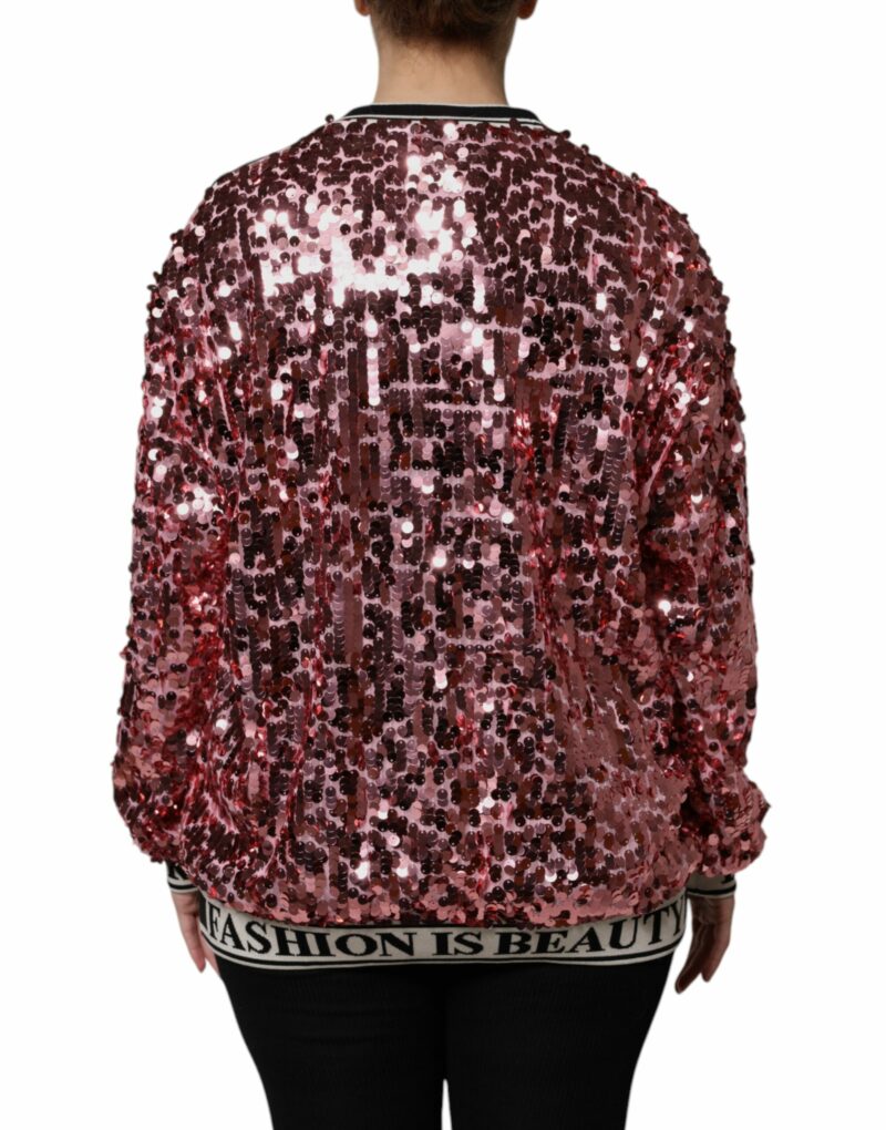 Dolce & Gabbana Pink DG Queen Sequin Pullover Sweater - Image 4