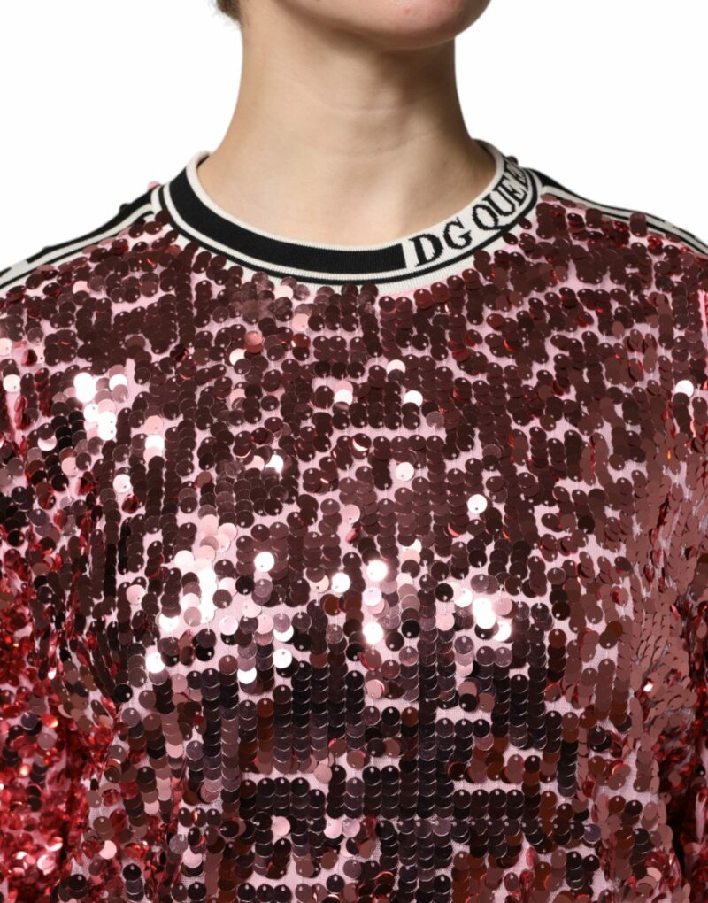 Dolce & Gabbana Pink DG Queen Sequin Pullover Sweater - Image 5