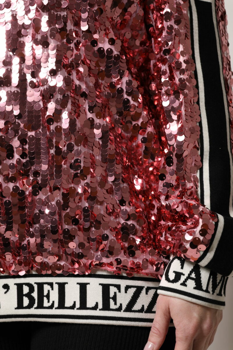 Dolce & Gabbana Pink DG Queen Sequin Pullover Sweater - Image 6