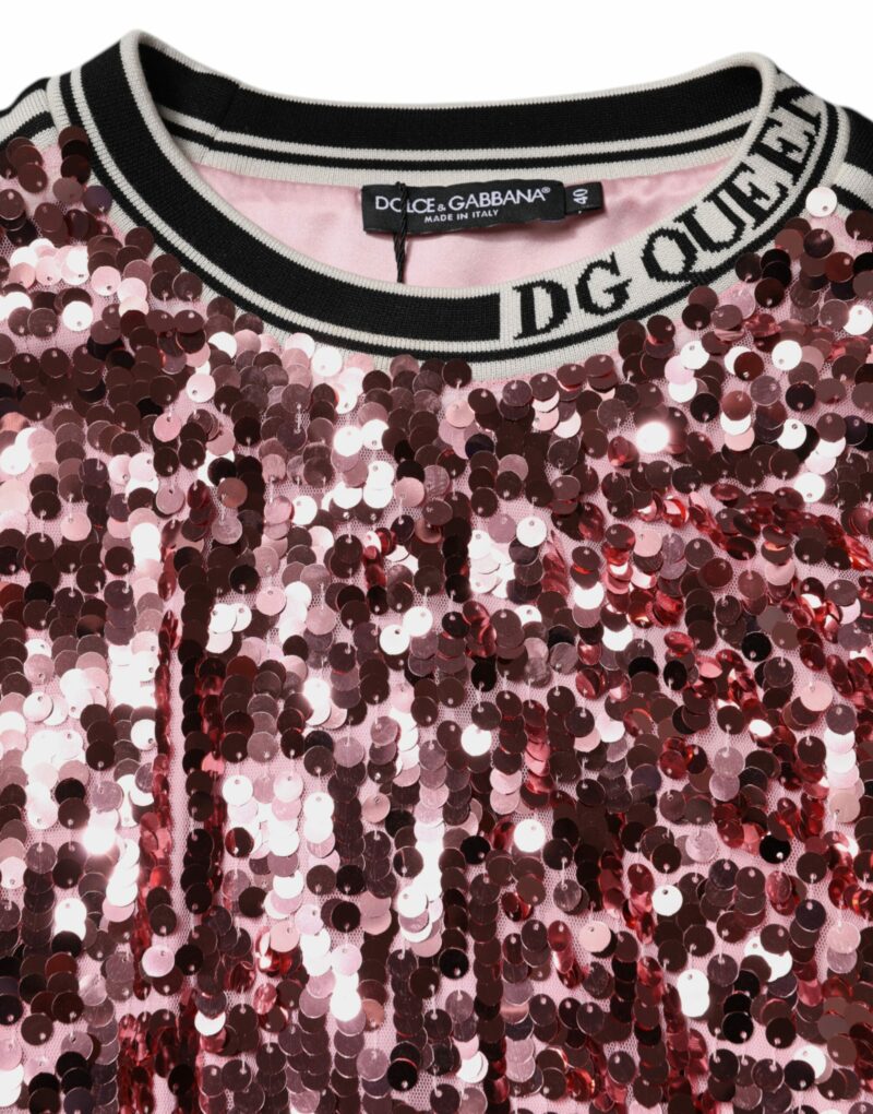 Dolce & Gabbana Pink DG Queen Sequin Pullover Sweater - Image 7