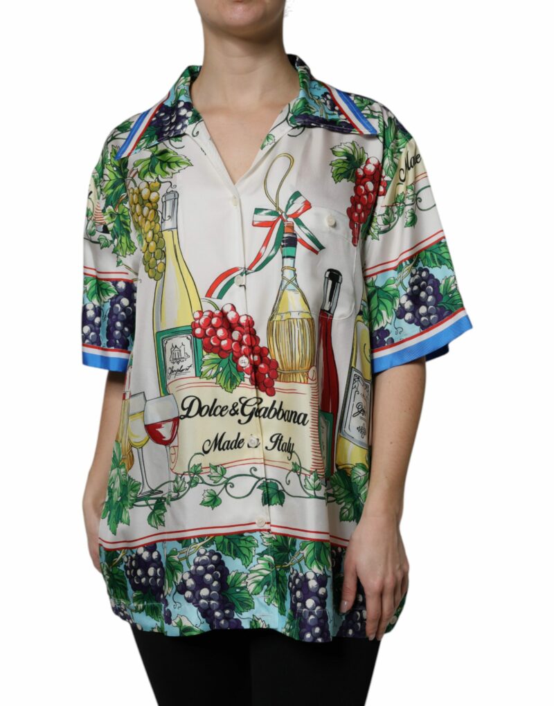 Dolce & Gabbana Multicolor Short Sleeve Silk Food Shirt Top - Image 2