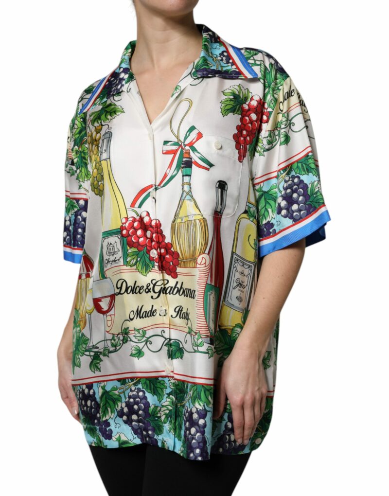 Dolce & Gabbana Multicolor Short Sleeve Silk Food Shirt Top - Image 3