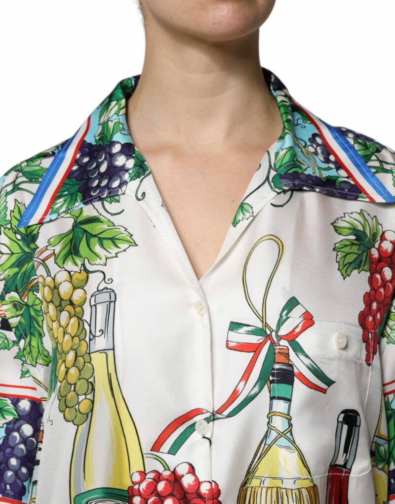 Dolce & Gabbana Multicolor Short Sleeve Silk Food Shirt Top - Image 5