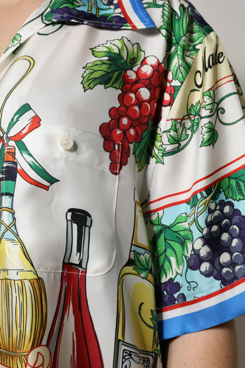 Dolce & Gabbana Multicolor Short Sleeve Silk Food Shirt Top - Image 6